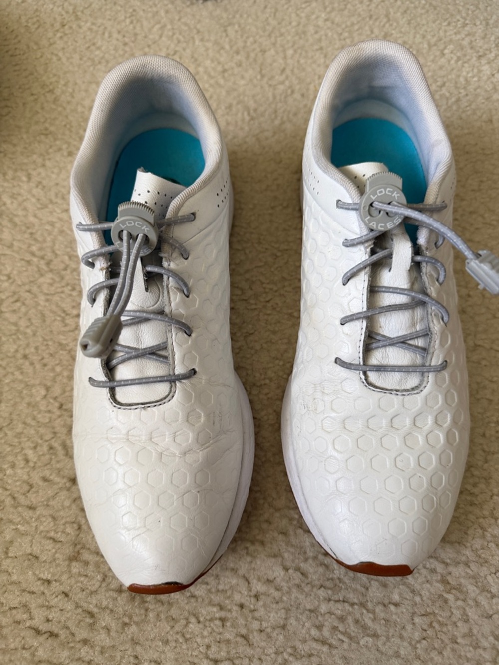 New Balance White Hex-Pattern Slip-On Sneakers with Gray Laces